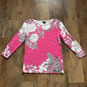 Women's Talbots Long Sleeve Top Size XS Pink Floral